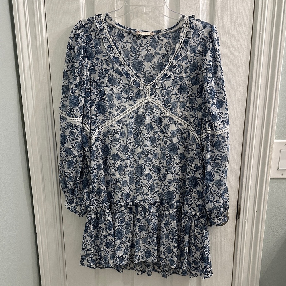 Altar'd State Navy and White Floral Mini Dress
